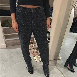 CHANEL Dark Patterned Straight Leg Jeans